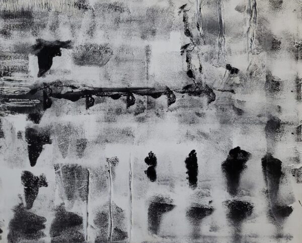 Peinture abstraite noir et blanc Demain peut-être par Loïc Claude