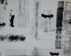 Peinture abstraite noir et blanc Derrière ton silence par Loïc Claude